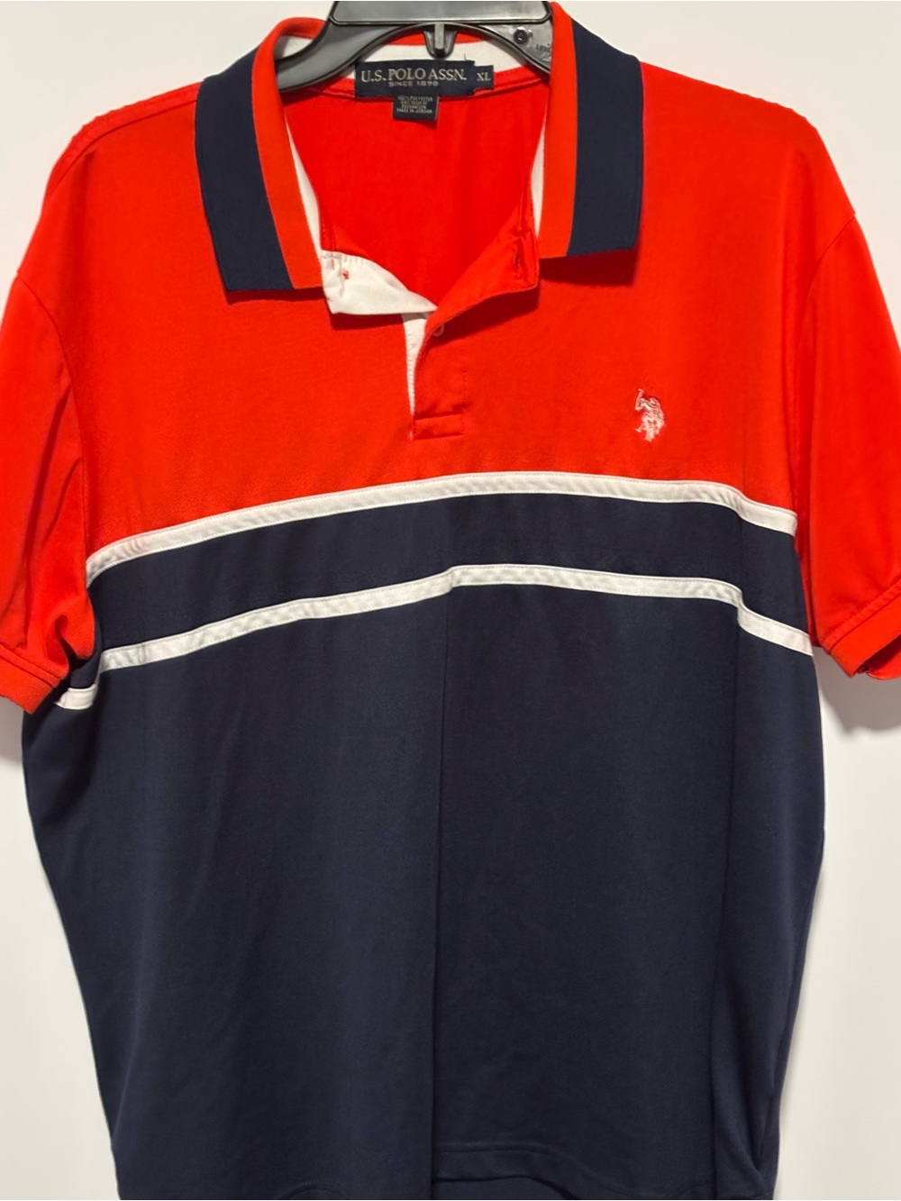 U.S. Polo Assn. Red and Navy Striped Polo Shirt